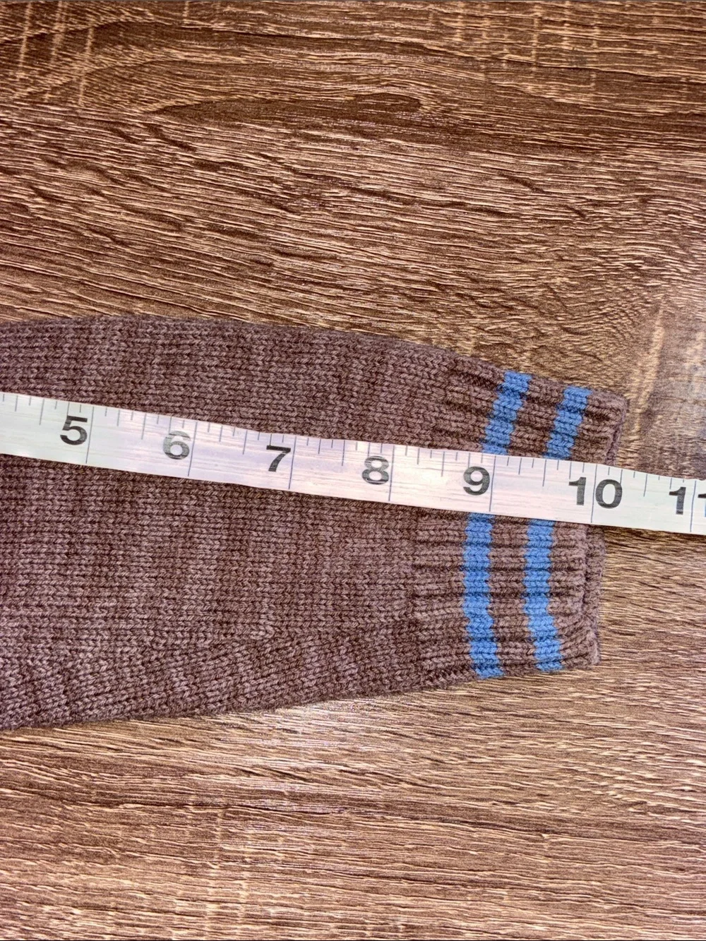 Pre Owned Sonoma Brown Ribbed Half-Zip Sweater with Blue Stripe Cuffs 2T